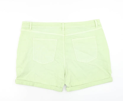 Marks and Spencer Womens Green Cotton Boyfriend Shorts Size 22 Regular Zip