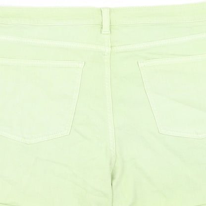 Marks and Spencer Womens Green Cotton Boyfriend Shorts Size 22 Regular Zip