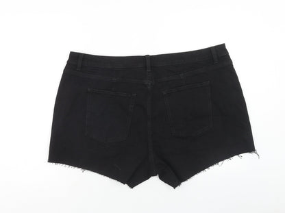 Marks and Spencer Womens Black Cotton Mom Shorts Size 24 Regular Zip