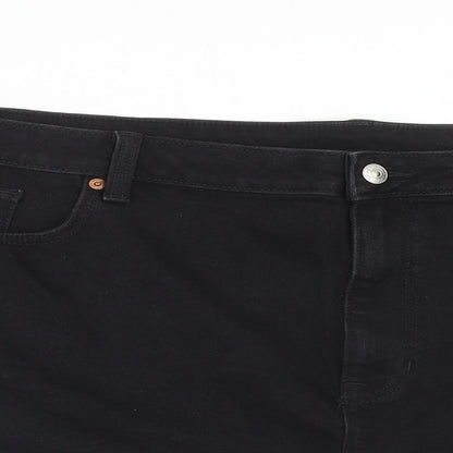 Marks and Spencer Womens Black Cotton Mom Shorts Size 24 Regular Zip