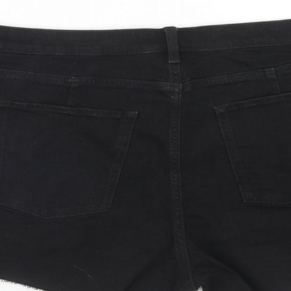 Marks and Spencer Womens Black Cotton Mom Shorts Size 24 Regular Zip