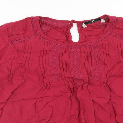 TU Womens Red Viscose Basic Blouse Size 10 Round Neck