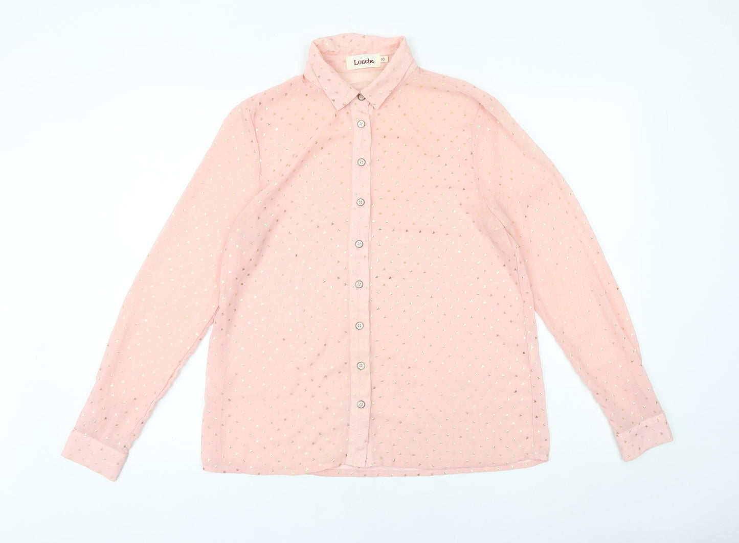 Womens UK Size 10 Louche Pink Basic Button-Up