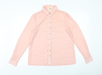 Womens UK Size 10 Louche Pink Basic Button-Up