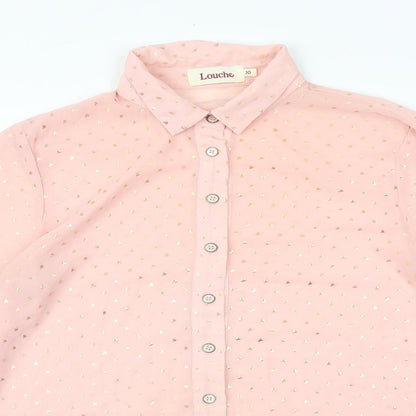 Womens UK Size 10 Louche Pink Basic Button-Up