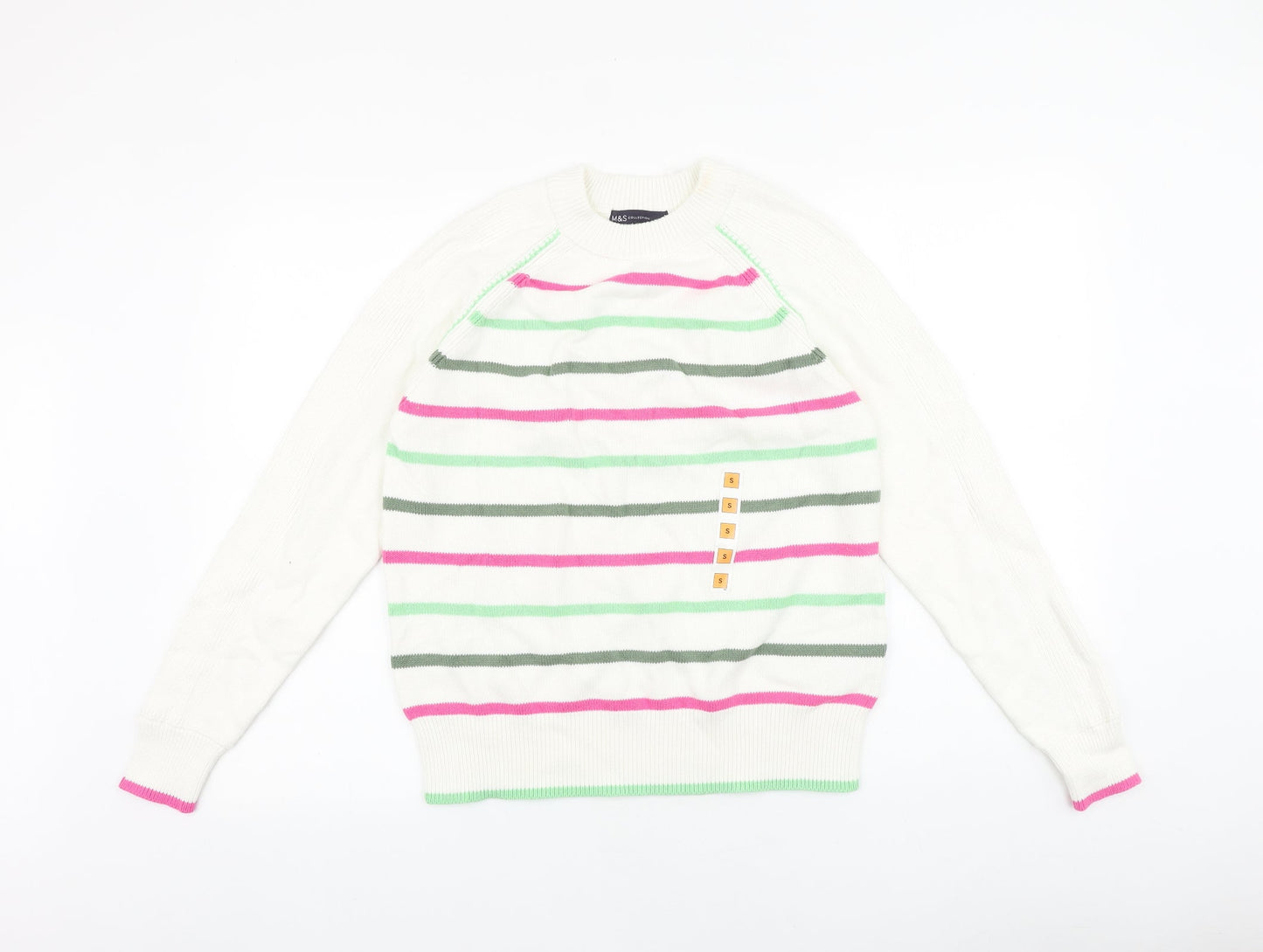 Womens UK Size S Marks and Spencer White Pullover Jumper