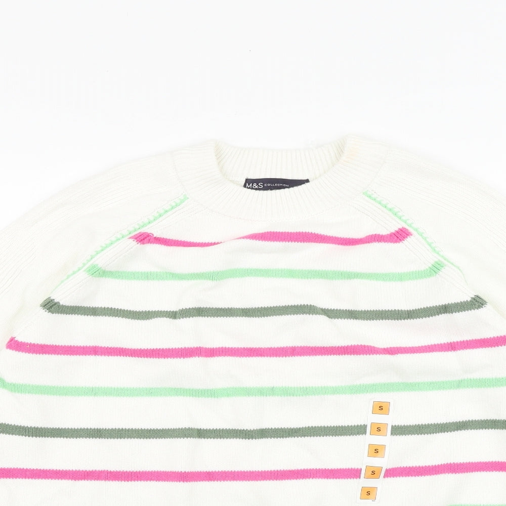 Womens UK Size S Marks and Spencer White Pullover Jumper