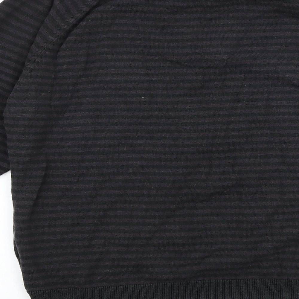 Preworn Mens Brown Round Neck Striped Cotton Pullover Jumper Size L Long Sleeve