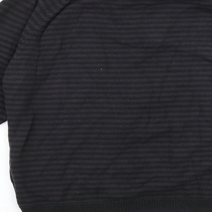 Preworn Mens Brown Round Neck Striped Cotton Pullover Jumper Size L Long Sleeve