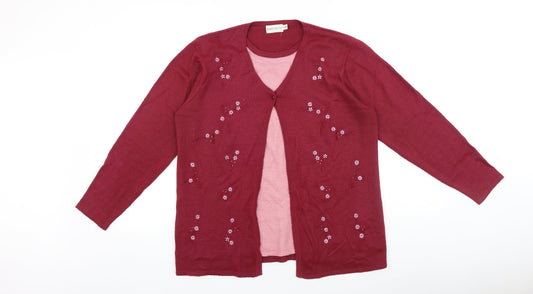 Womens UK Size S Bonmarché Red Cardigan Jumper