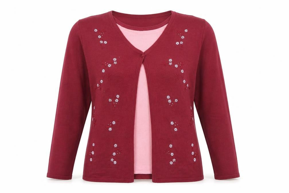 Womens UK Size S Bonmarché Red Cardigan Jumper