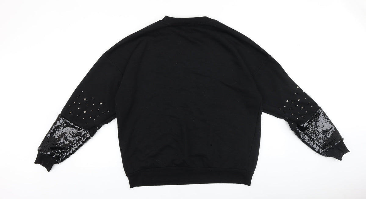 Primark Womens Black Cotton Pullover Sweatshirt Size XS Pullover