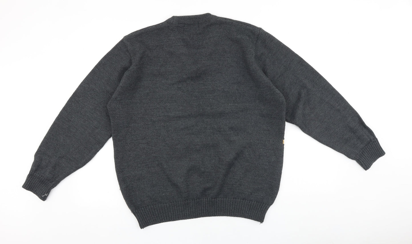 Wolsey Mens Grey Round Neck Acrylic Pullover Jumper Size M Long Sleeve