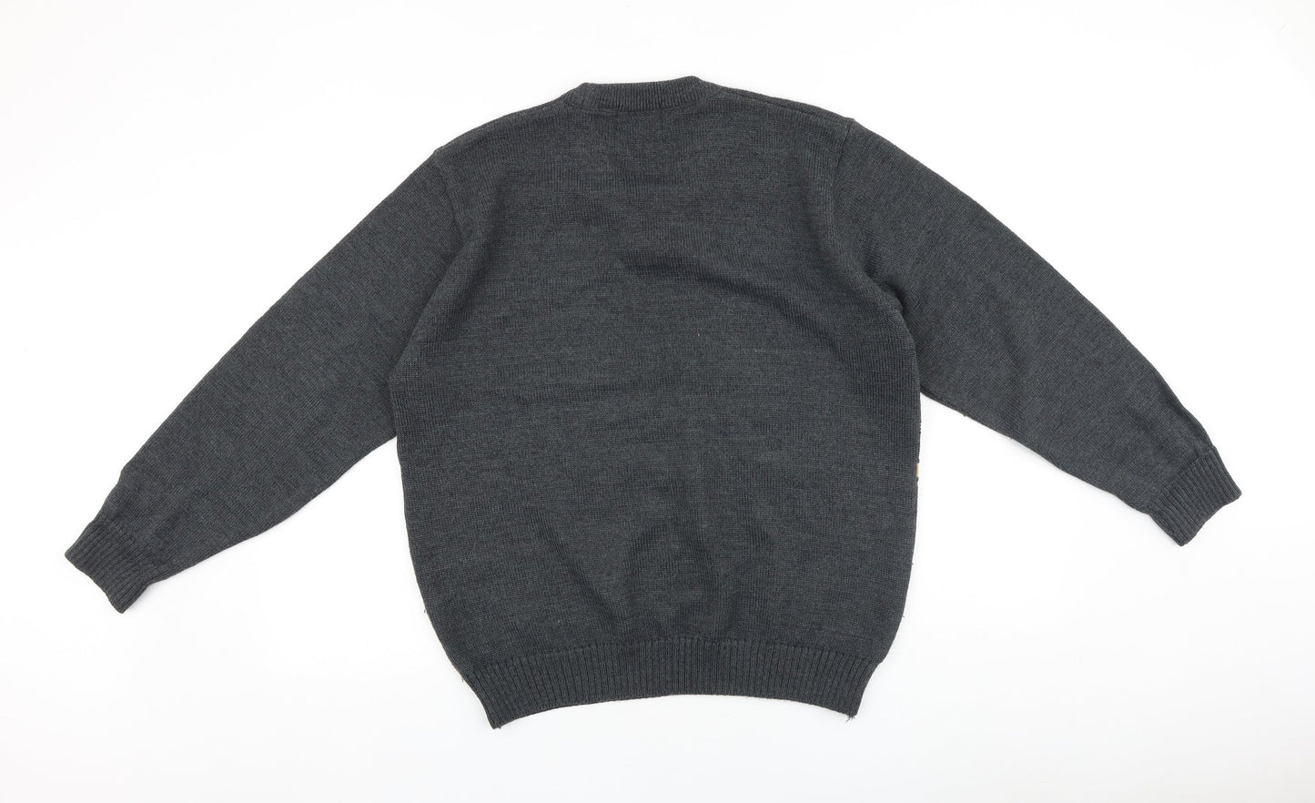 Wolsey Mens Grey Round Neck Acrylic Pullover Jumper Size M Long Sleeve