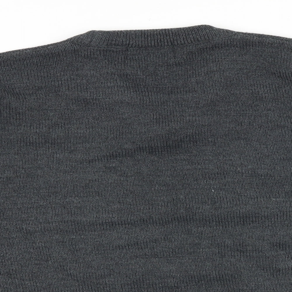 Wolsey Mens Grey Round Neck Acrylic Pullover Jumper Size M Long Sleeve