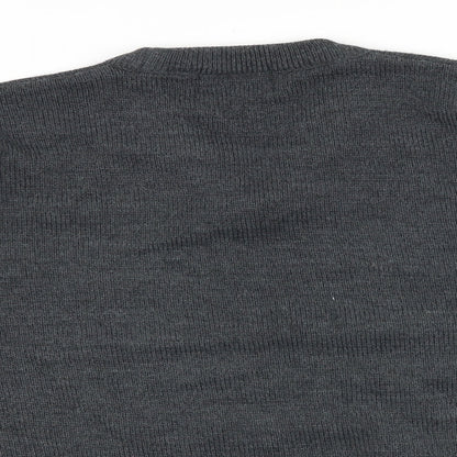 Wolsey Mens Grey Round Neck Acrylic Pullover Jumper Size M Long Sleeve
