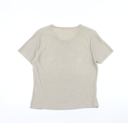 Womens UK Size 14 Viz a Viz Gold Basic T-Shirt