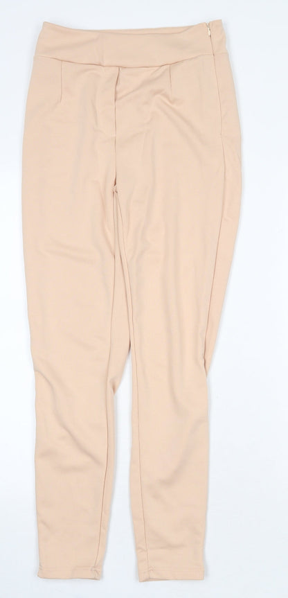 Chicme Womens Pink Polyester Trousers Size S Regular Zip