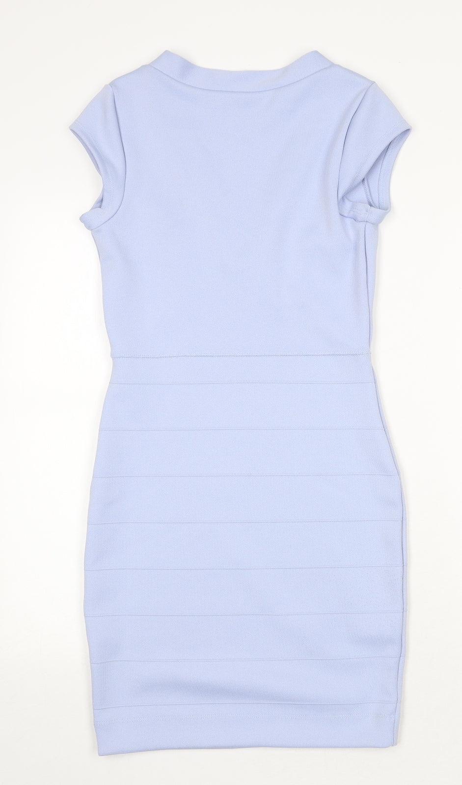 French Connection Womens Blue Polyester Bodycon Size 10 V-Neck Pullover