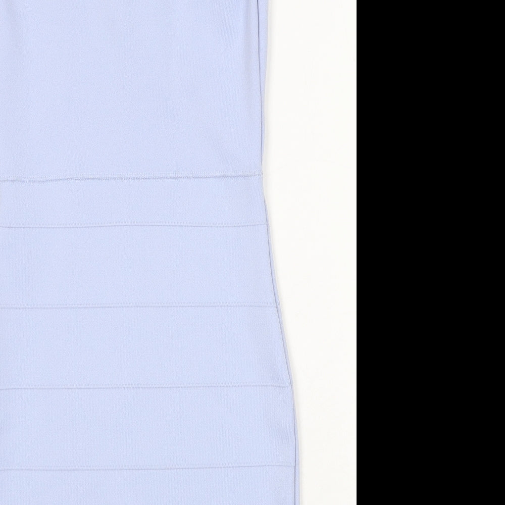 French Connection Womens Blue Polyester Bodycon Size 10 V-Neck Pullover