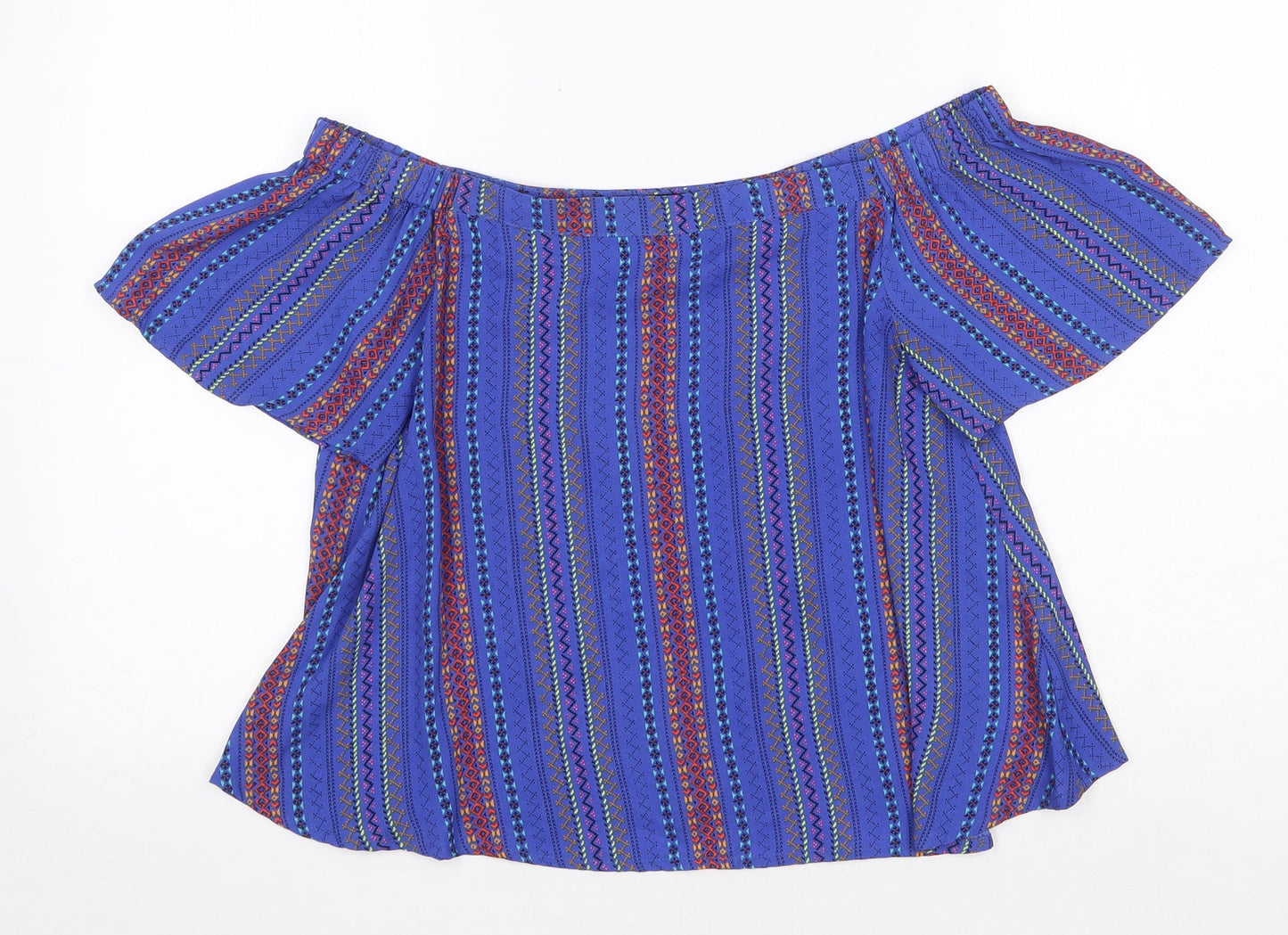 Womens UK Size 8 New Look Blue Basic Blouse