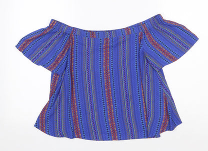 Womens UK Size 8 New Look Blue Basic Blouse