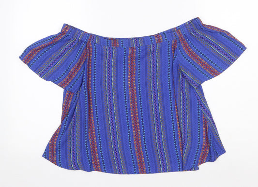 Womens UK Size 8 New Look Blue Basic Blouse