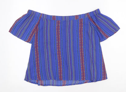 Womens UK Size 8 New Look Blue Basic Blouse