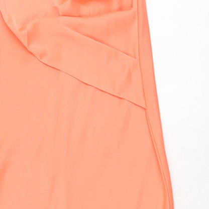 ASOS Womens Pink Polyester A-Line Size 8 Off the Shoulder Zip - Pleat Detail