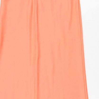 ASOS Womens Pink Polyester A-Line Size 8 Off the Shoulder Zip - Pleat Detail