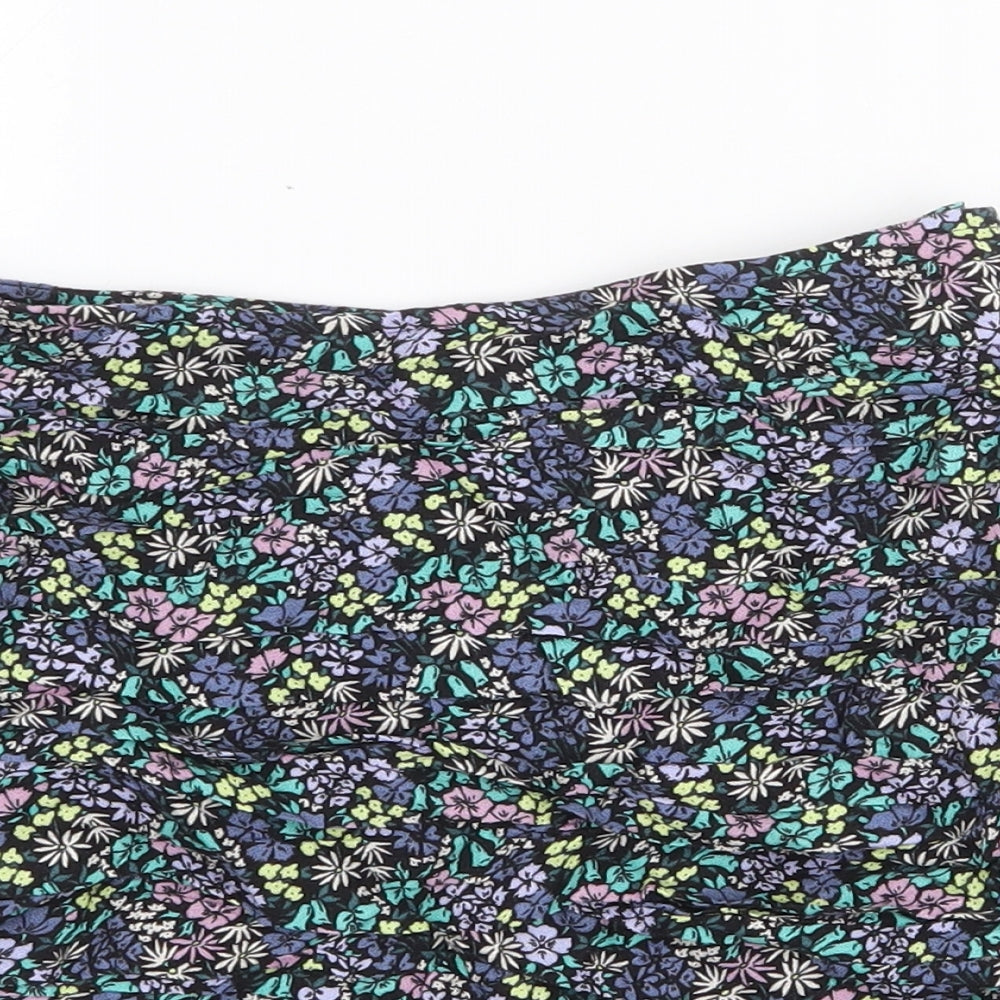 Marks and Spencer Girls Multicoloured Floral Viscose Mini Skirt Size 10-11 Years Regular Zip