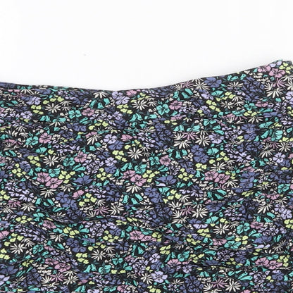 Marks and Spencer Girls Multicoloured Floral Viscose Mini Skirt Size 10-11 Years Regular Zip