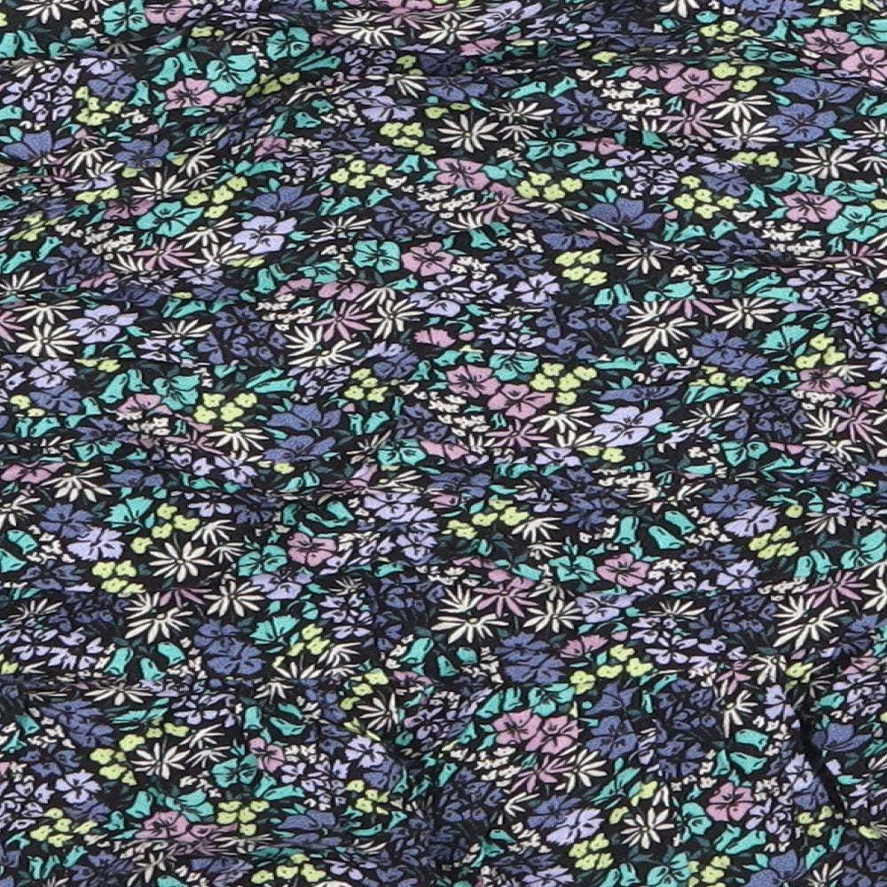 Marks and Spencer Girls Multicoloured Floral Viscose Mini Skirt Size 10-11 Years Regular Zip