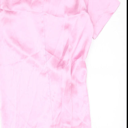 Zara Womens Pink Polyester Sheath Size S Round Neck Zip - Twist Detail
