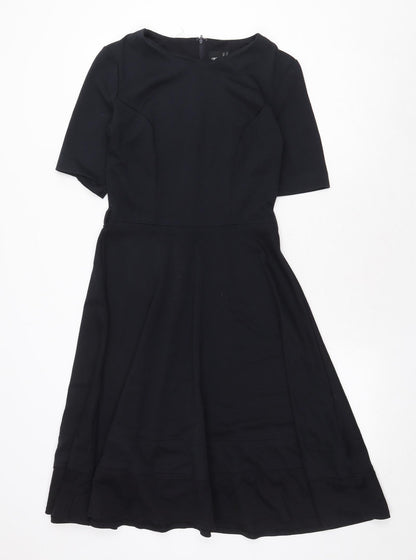 ASOS Womens Blue Polyester Fit & Flare Size 10 Boat Neck Zip