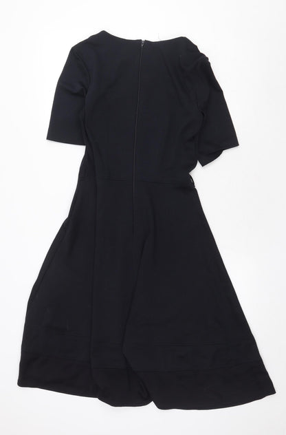 ASOS Womens Blue Polyester Fit & Flare Size 10 Boat Neck Zip
