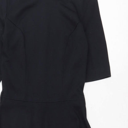 ASOS Womens Blue Polyester Fit & Flare Size 10 Boat Neck Zip