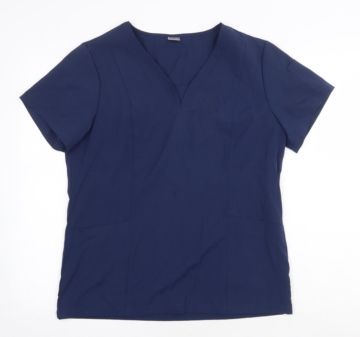 NiaaHinn Womens Blue Polyester Basic Blouse Size M V-Neck