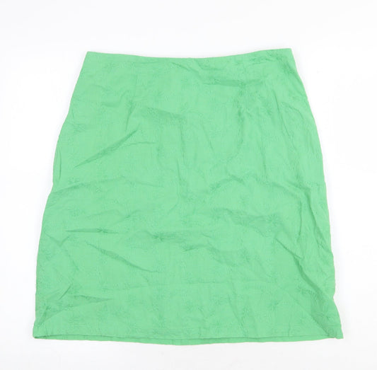 Dickins & Jones Womens Green Cotton Straight & Pencil Skirt Size 14 Zip