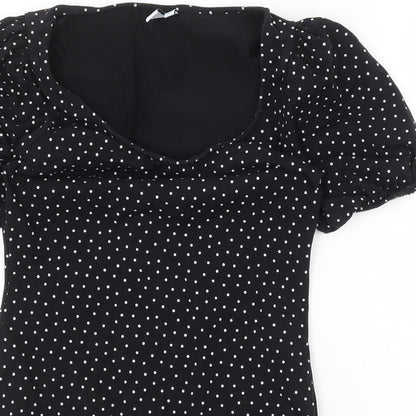 Los Angeles Atelier Womens Black Polka Dot Cotton Bodysuit One-Piece Size S Snap