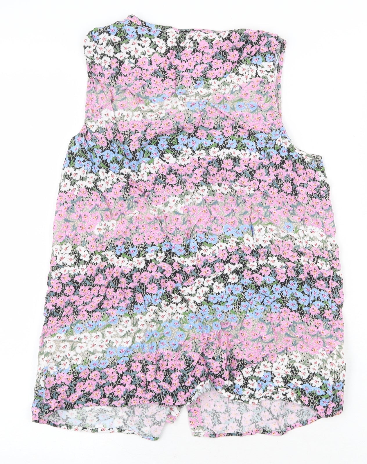 TU Womens Purple Floral Viscose Basic Tank Size 12 Scoop Neck