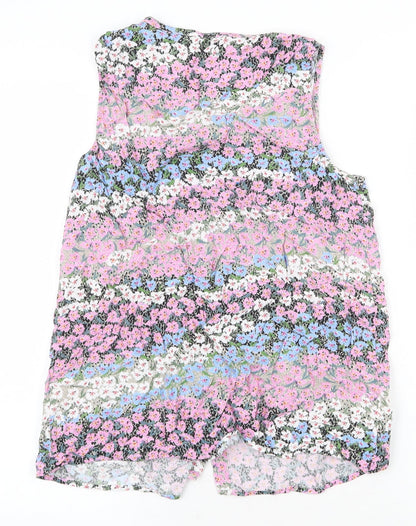 TU Womens Purple Floral Viscose Basic Tank Size 12 Scoop Neck