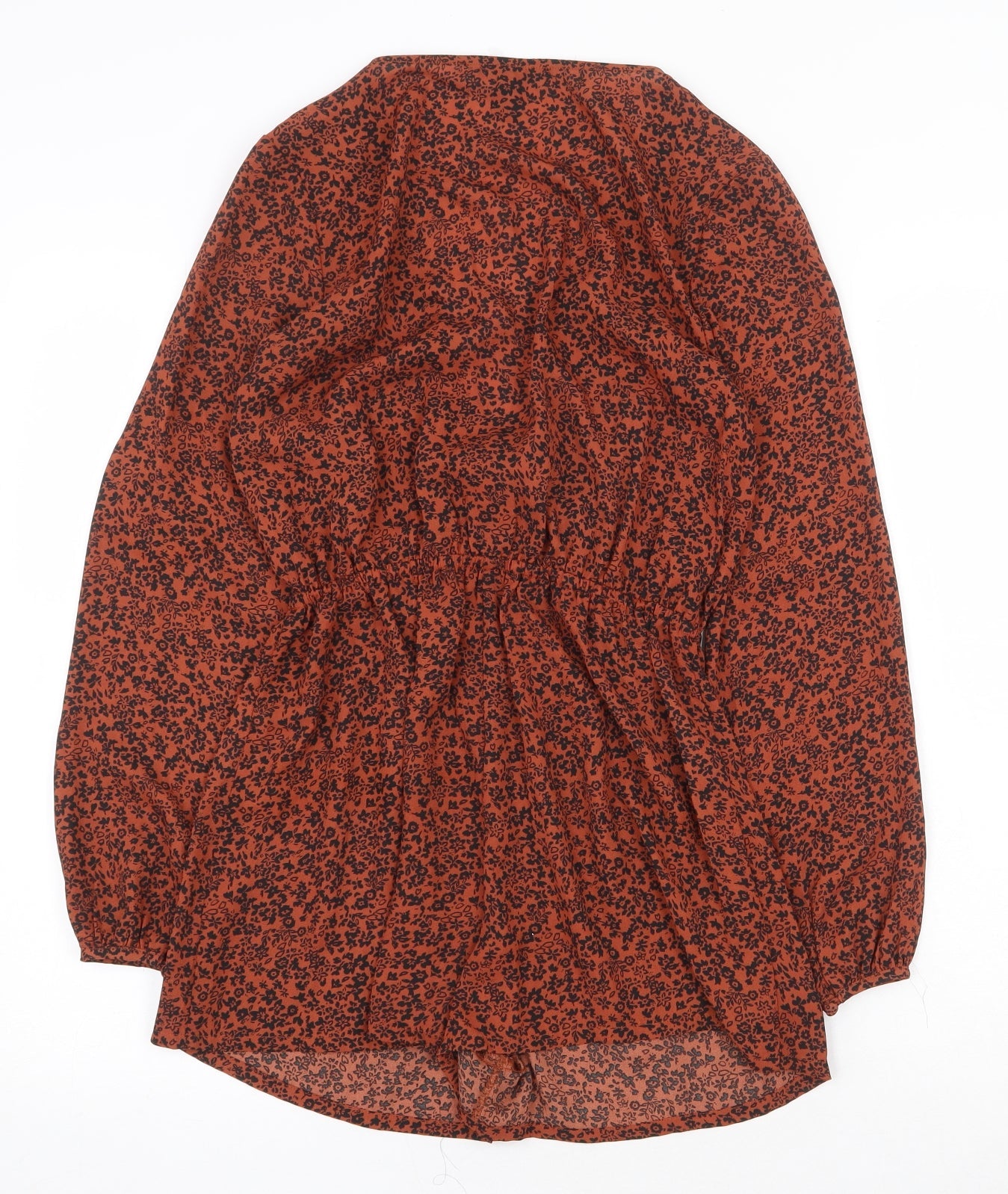 FOREVER 21 Womens Orange Floral Polyester Playsuit One-Piece Size S Tie