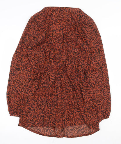 FOREVER 21 Womens Orange Floral Polyester Playsuit One-Piece Size S Tie