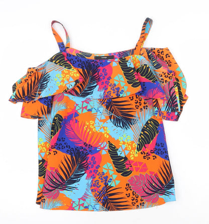 George Womens Multicoloured Geometric Polyester Basic Blouse Size 10 Square Neck