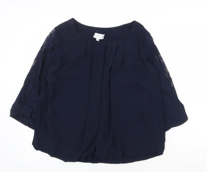 Womens UK Size S Apricot Blue Basic Blouse