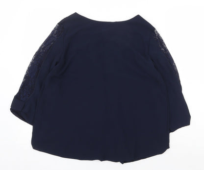 Womens UK Size S Apricot Blue Basic Blouse