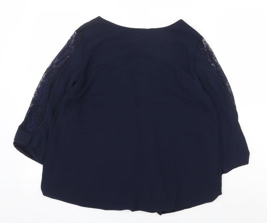 Womens UK Size S Apricot Blue Basic Blouse