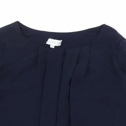 Womens UK Size S Apricot Blue Basic Blouse