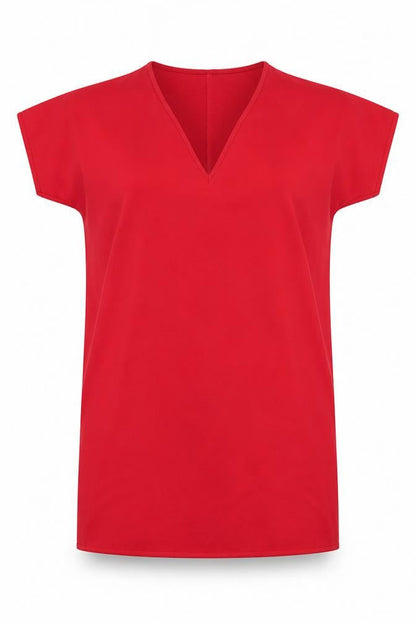Boohoo Womens Red Polyester Shift Size 10 V-Neck Pullover